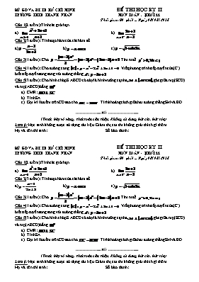Đề thi học kỳ II môn Toán học - Khối 11